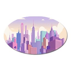 New York Skyline Cityscape Nyc New York City Oval Magnet