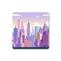 New York Skyline Cityscape Nyc New York City Square Magnet