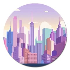 New York Skyline Cityscape Nyc New York City Magnet 5  (Round)