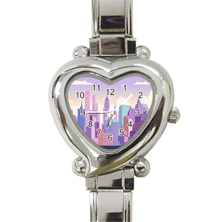 New York Skyline Cityscape Nyc New York City Heart Italian Charm Watch