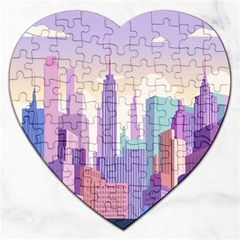 New York Skyline Cityscape Nyc New York City Jigsaw Puzzle (Heart)