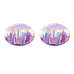 New York Skyline Cityscape Nyc New York City Cufflinks (Oval)