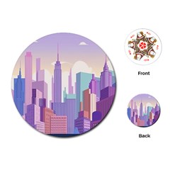 New York Skyline Cityscape Nyc New York City Playing Cards Single Design (round)