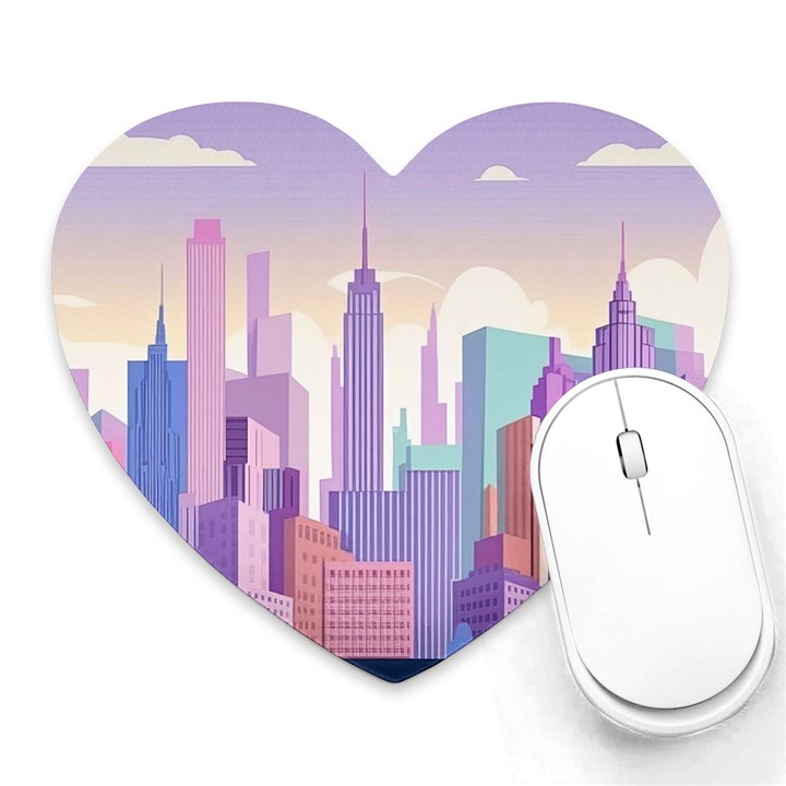 New York Skyline Cityscape Nyc New York City Heart Mousepad