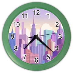 New York Skyline Cityscape Nyc New York City Color Wall Clock by Jancukart