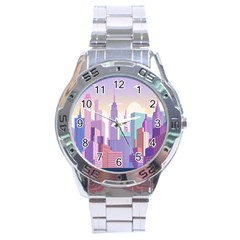 New York Skyline Cityscape Nyc New York City Stainless Steel Analogue Watch