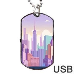 New York Skyline Cityscape Nyc New York City Dog Tag USB Flash (Two Sides)