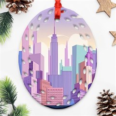 New York Skyline Cityscape Nyc New York City Ornament (Oval Filigree)