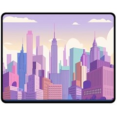 New York Skyline Cityscape Nyc New York City Two Sides Fleece Blanket (Medium)