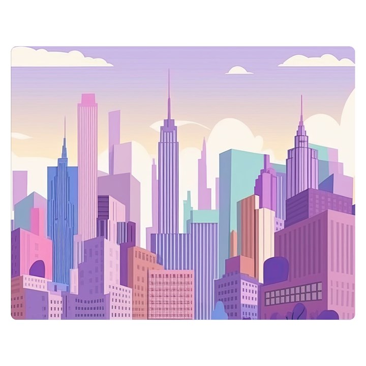 New York Skyline Cityscape Nyc New York City Two Sides Premium Plush Fleece Blanket (Medium)