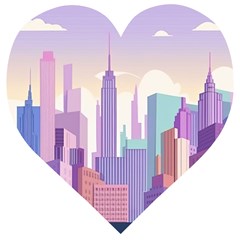 New York Skyline Cityscape Nyc New York City Wooden Puzzle Heart