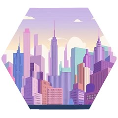 New York Skyline Cityscape Nyc New York City Wooden Puzzle Hexagon