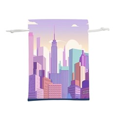 New York Skyline Cityscape Nyc New York City Lightweight Drawstring Pouch (L)