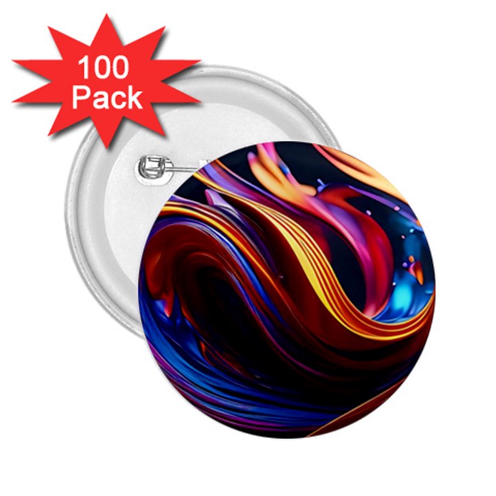 Waves Splash Liquid Paint Wall 2.25  Buttons (100 pack) 