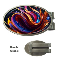 Waves Splash Liquid Paint Wall Money Clips (oval)  by Jancukart