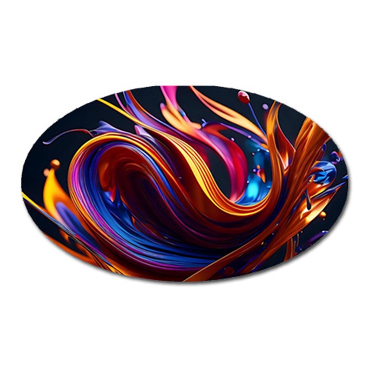 Waves Splash Liquid Paint Wall Oval Magnet