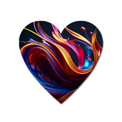 Waves Splash Liquid Paint Wall Heart Magnet by Jancukart