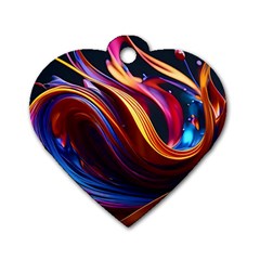 Waves Splash Liquid Paint Wall Dog Tag Heart (one Side)