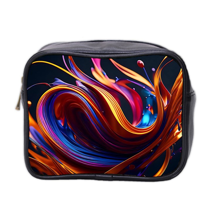 Waves Splash Liquid Paint Wall Mini Toiletries Bag (Two Sides)