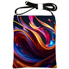 Waves Splash Liquid Paint Wall Shoulder Sling Bag by Jancukart