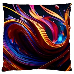 Waves Splash Liquid Paint Wall Large Cushion Case (one Side) by Jancukart