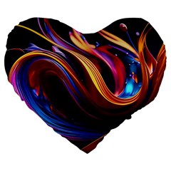 Waves Splash Liquid Paint Wall Large 19  Premium Heart Shape Cushions