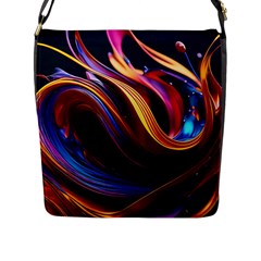 Waves Splash Liquid Paint Wall Flap Closure Messenger Bag (l) by Jancukart