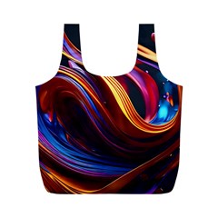 Waves Splash Liquid Paint Wall Full Print Recycle Bag (m) by Jancukart