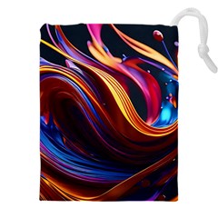 Waves Splash Liquid Paint Wall Drawstring Pouch (4xl) by Jancukart