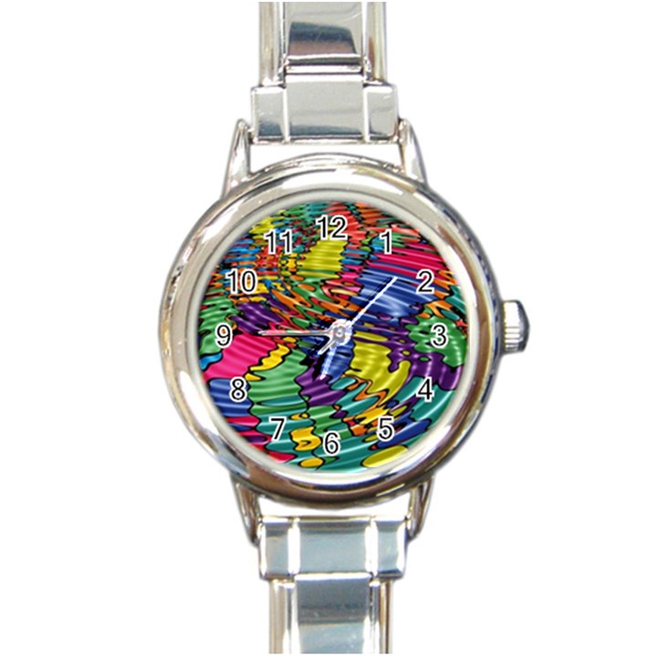 Waves Particles Vibration Atom Physics Technology Round Italian Charm Watch