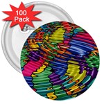 Waves Particles Vibration Atom Physics Technology 3  Buttons (100 pack)  Front