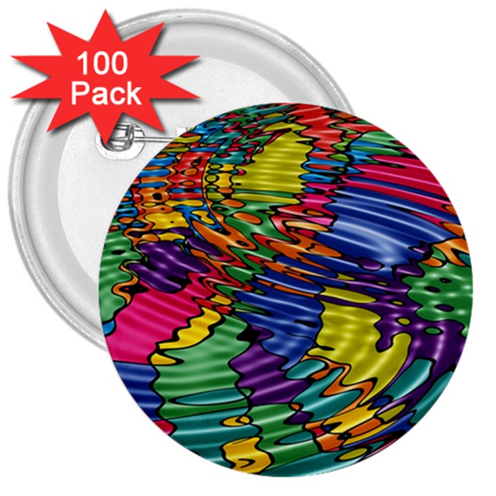 Waves Particles Vibration Atom Physics Technology 3  Buttons (100 pack) 