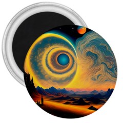 Surrealist Fantasy Dream Moon Space 3  Magnets