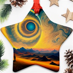 Surrealist Fantasy Dream Moon Space Star Ornament (two Sides)