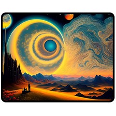 Surrealist Fantasy Dream Moon Space Fleece Blanket (medium)