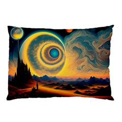 Surrealist Fantasy Dream Moon Space Pillow Case (two Sides) by Jancukart