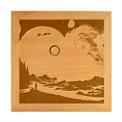 Surrealist Fantasy Dream Moon Space Wood Photo Frame Cube by Jancukart