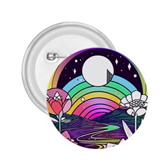 Rainbow Fun Cute Minimal Doodle Drawing Art 2 25  Buttons