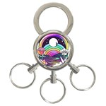 Rainbow Fun Cute Minimal Doodle Drawing Art 3-Ring Key Chain Front