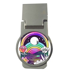 Rainbow Fun Cute Minimal Doodle Drawing Art Money Clips (round)  by Jancukart