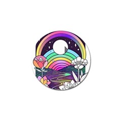 Rainbow Fun Cute Minimal Doodle Drawing Art Golf Ball Marker (4 Pack)