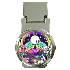 Rainbow Fun Cute Minimal Doodle Drawing Art Money Clip Watches