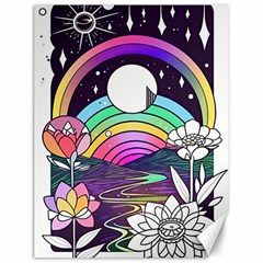 Rainbow Fun Cute Minimal Doodle Drawing Art Canvas 12  X 16 