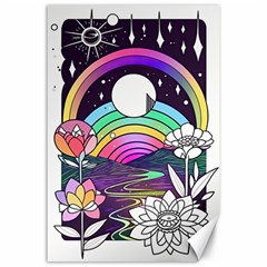 Rainbow Fun Cute Minimal Doodle Drawing Art Canvas 24  X 36 