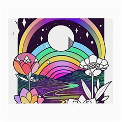 Rainbow Fun Cute Minimal Doodle Drawing Art Small Glasses Cloth (2 Sides)