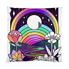 Rainbow Fun Cute Minimal Doodle Drawing Art Standard Cushion Case (one Side)