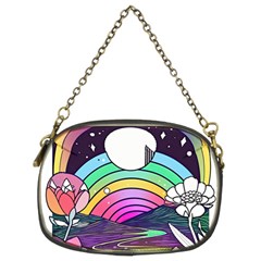 Rainbow Fun Cute Minimal Doodle Drawing Art Chain Purse (two Sides)