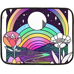 Rainbow Fun Cute Minimal Doodle Drawing Art Fleece Blanket (mini)