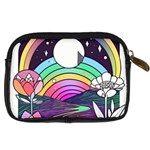 Rainbow Fun Cute Minimal Doodle Drawing Art Digital Camera Leather Case Back