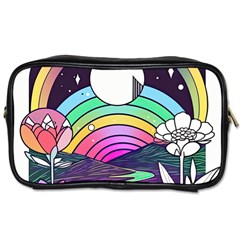 Rainbow Fun Cute Minimal Doodle Drawing Art Toiletries Bag (two Sides)